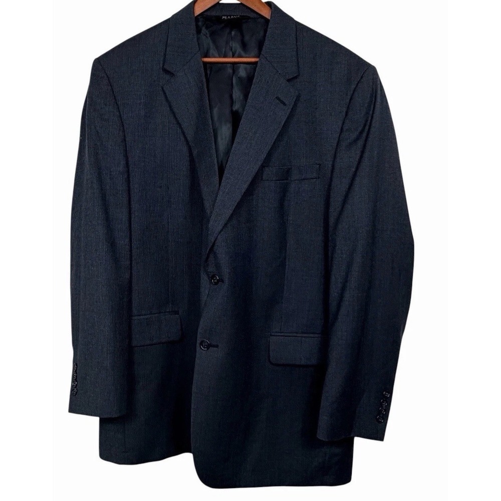 Jos A Bank 48L Sport Coat Blazer Wool Cashmere Blue Houndstooth Two Button
